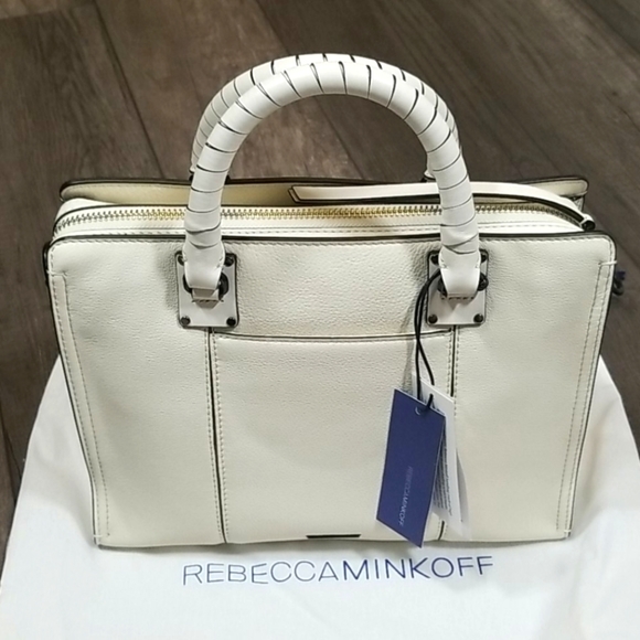 Rebeca Minkoff Bree Medium Size Top Zip Satchel Purse White - Picture 4 of 9